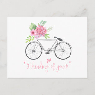 Postal Bicicleta Floral Bicho Script Font Pensando en ti