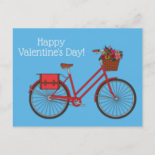 Postal Bicicleta floral Feliz San Valentín