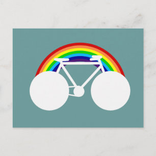 Postal bicicleta gráfica y arco iris