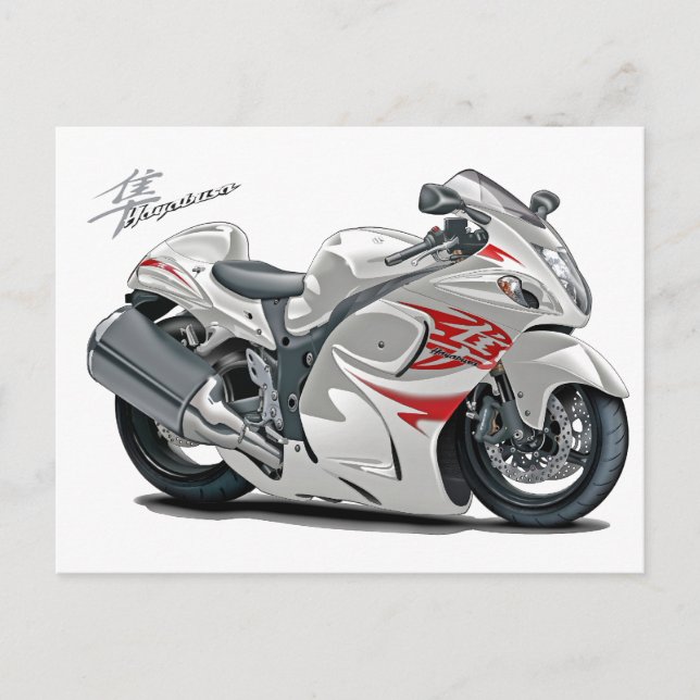 Postal Bicicleta Hayabusa blanca-roja (Anverso)