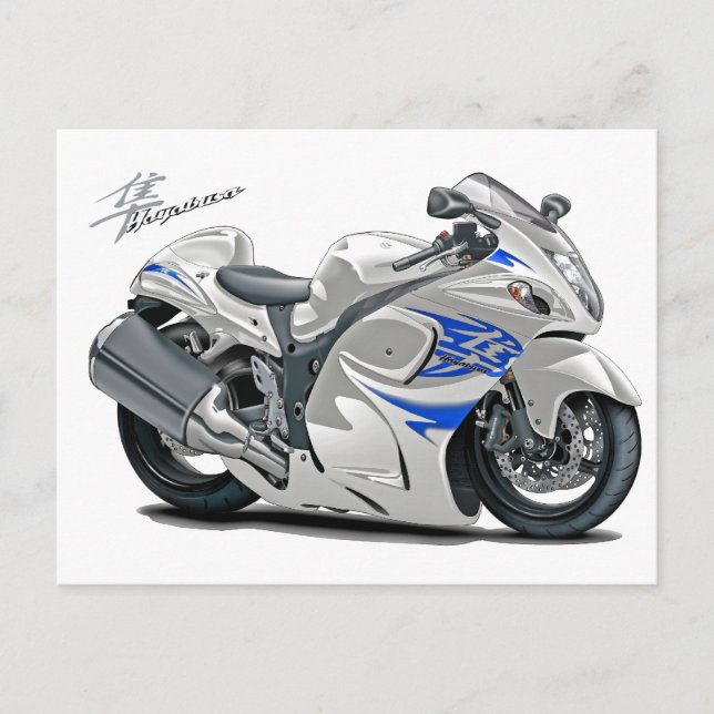 Postal Bicicleta Hayabusa blanco-azul (Anverso)