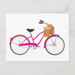 Postal Bicicleta Hot PInk con Naranjas