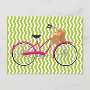 Postal Bicicleta Hot PInk con Naranjas