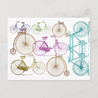 Postal Bicicleta moderna vintage con patrón neón de color