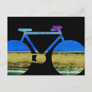 Postal bicicleta moderna y franjas de color