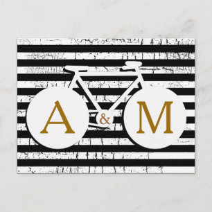 Postal bicicleta monogramada en blanco y negro