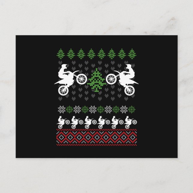 Postal Bicicleta Motocross Navidades feos Xmas Regalo de  (Anverso)