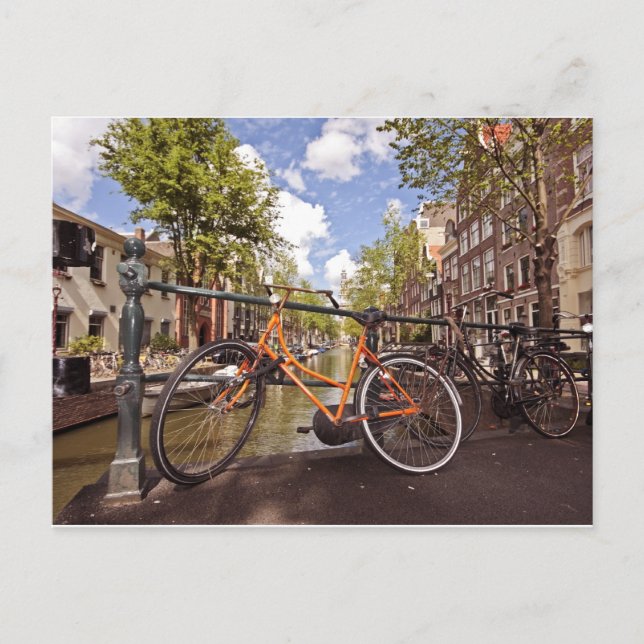 Postal Bicicleta naranja en Ámsterdam (Países Bajos) (Anverso)