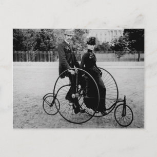 Postal Bicicleta para dos en la Casa Blanca 1886