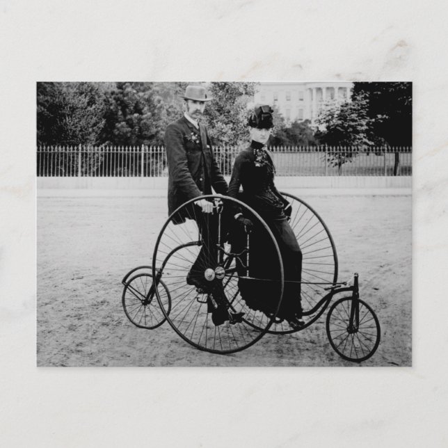 Postal Bicicleta para dos en la Casa Blanca 1886 (Anverso)