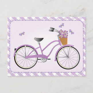 Postal Bicicleta púrpura con puntos