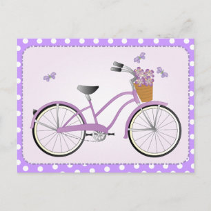 Postal Bicicleta púrpura con puntos