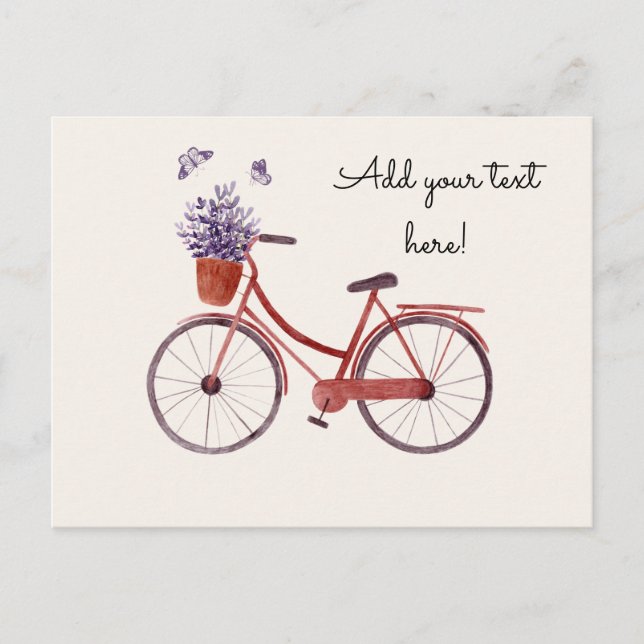 Postal Bicicleta Roja Rústica (Anverso)