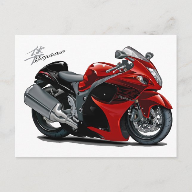 Postal Bicicleta Rojo-Negro Hayabusa (Anverso)