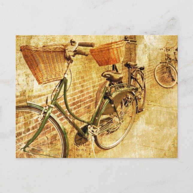Postal Bicicleta romántica francesa moderna en París (Anverso)