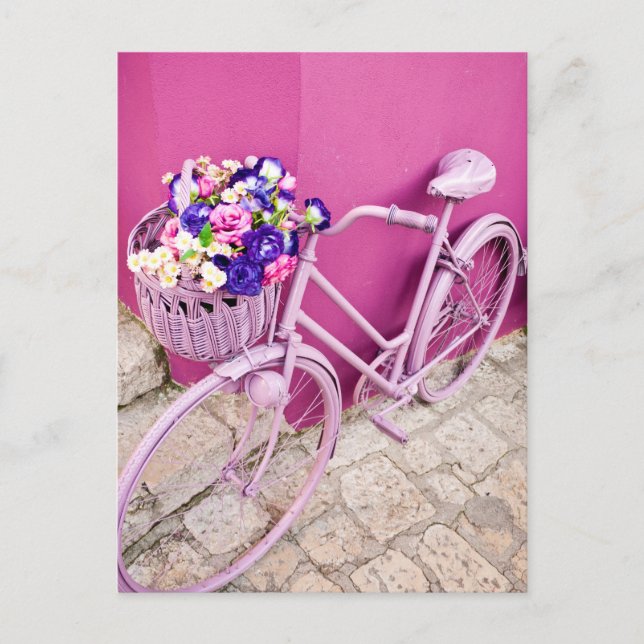 Postal Bicicleta rosa (Anverso)