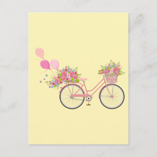 Postal Bicicleta rosa caprichosa