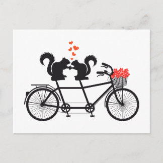 Postal bicicleta tándem con ardillas