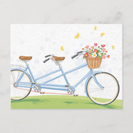 Postal Bicicleta tándem con cesta de flores