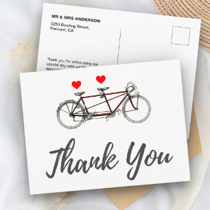 Postal Bicicleta Tandem Vintage Encantadora Agradecimient