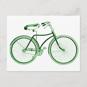 Postal Bicicleta verde vintage