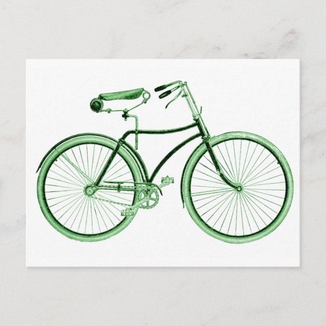 Postal Bicicleta verde vintage (Anverso)