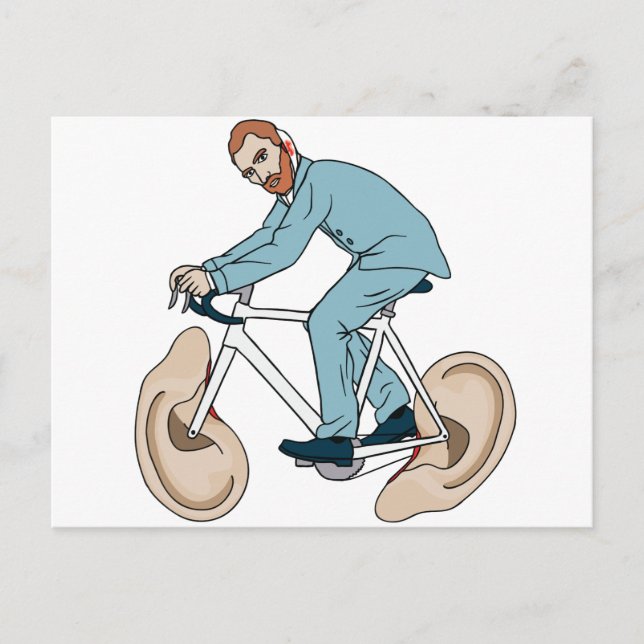 Postal Bicicleta Vincent Van Gogh Riding Con Oreja Izquie (Anverso)