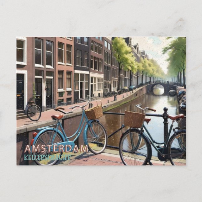 Postal Bicicleta Vintage Amsterdam Keizersgracht (Anverso)