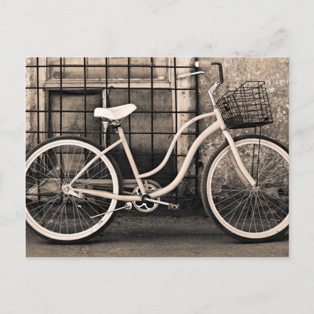 Postal Bicicleta Vintage con cesta (Anverso)