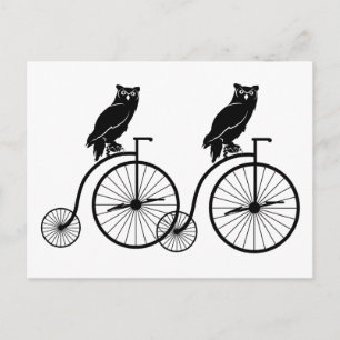 Postal Bicicleta vintage de Owl Riding