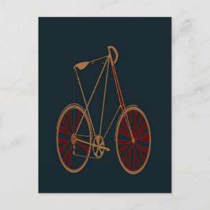 Postal Bicicleta Vintage Escuela Vieja Bicicleta Azul Roj