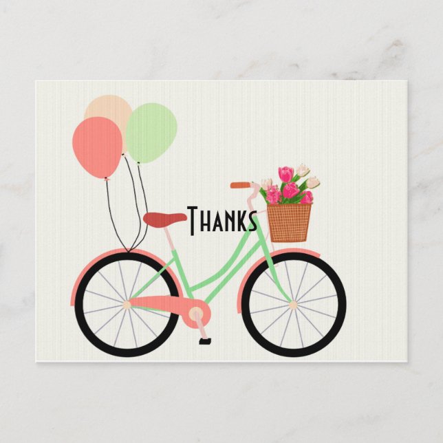 Postal Bicicleta Vintage y tulipanes gracias (Anverso)