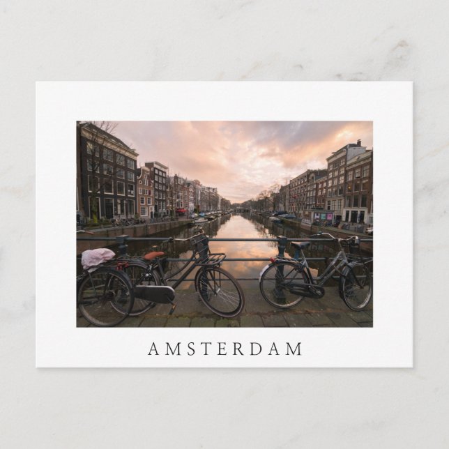 Postal Bicicletas al atardecer en Amsterdam (Anverso)
