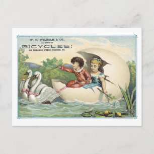 Postal Bicicletas con etiqueta publicitaria leyendo posta