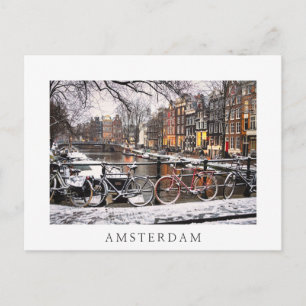 Postal Bicicletas en la nieve en Amsterdam