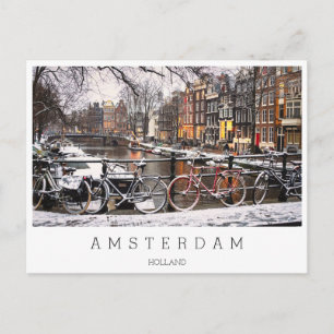 Postal Bicicletas en la nieve en Amsterdam