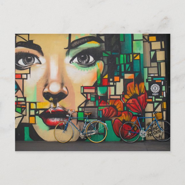 Postal Bicicletas en la pared del graffiti (Anverso)