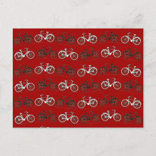 Postal Bicicletas Vintage Blanco Rojo Ciclismo