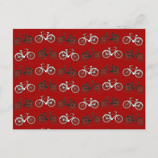 Postal Bicicletas Vintage Blanco Rojo Ciclismo