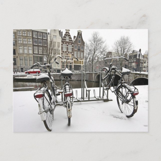 Postal Bicis en Amsterdam nevosa en los Países Bajos (Anverso)