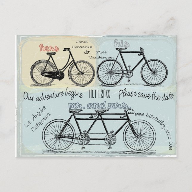 Postal Bicycle Built For Two Getting Married (Anverso)