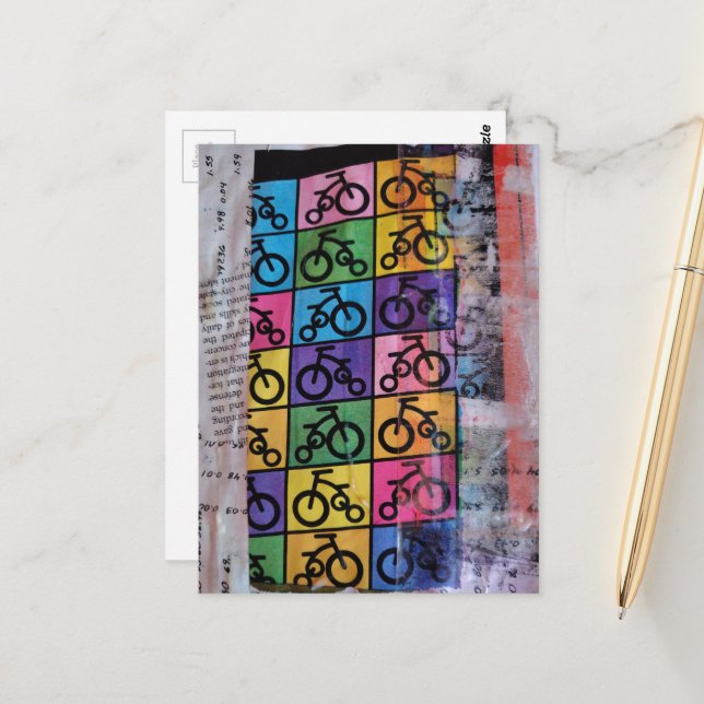 Postal Bicycles mixed media collage (Anverso/Reverso In Situ)