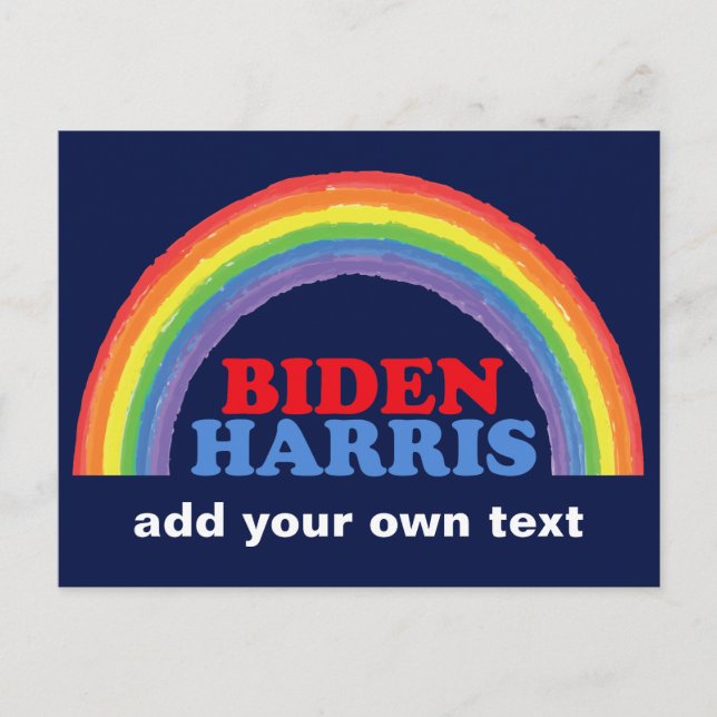Postal Biden Harris Personalizado demócrata con el arcoir (Anverso)