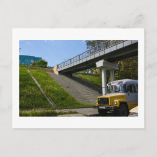 Postal Bielorrusia Grodno antiguo bus retro soviético