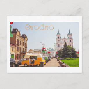 Postal Bielorrusia Grodno Old City Architecture People