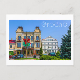 Postal Bielorrusia Grodno Old City Architecture People