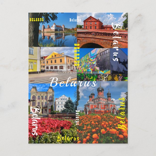 Postal Bielorrusia Minsk Grodno Pinsk Borisov Arquitectur (Anverso)