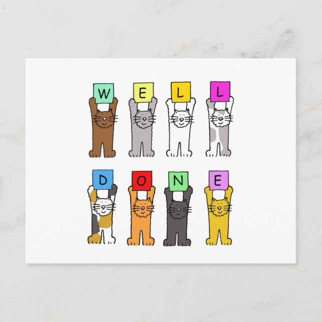 Postal Bien Hecho Felicitaciones Personalizados Gatos (Anverso)