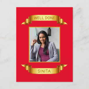 Postal Bien Hecho Gold Scroll, Foto Personalizada - Perso