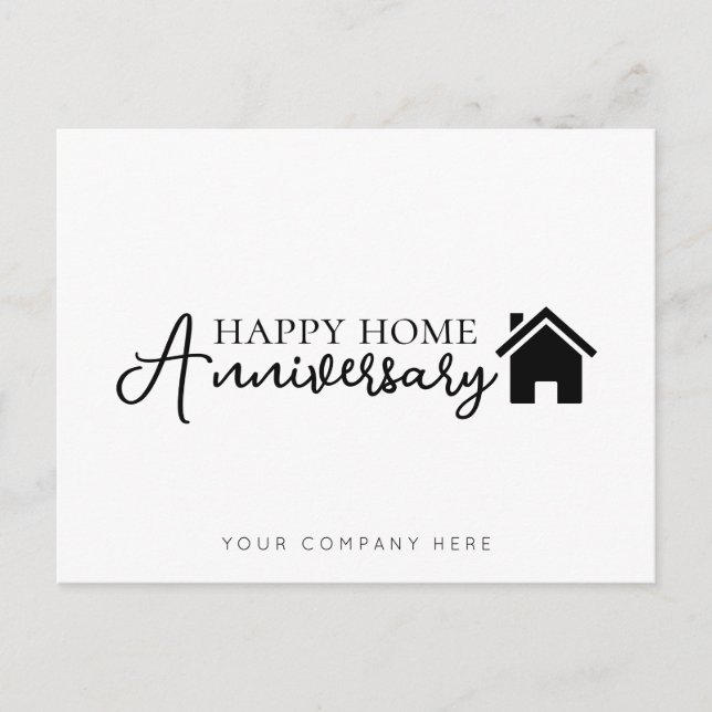 Postal Bienes Raíces Aniversario Feliz Hogar Profesional (Anverso)